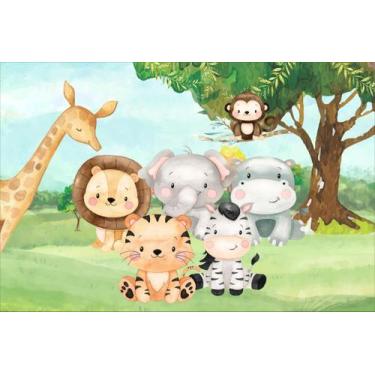 Imagem de Painel de Lona Animais Fofinho Floresta - Fabrika de Festa, 150x100cm