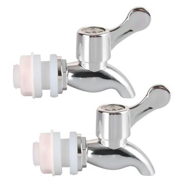 Imagem de Kit 2 Torneiras Para Suqueira Dispenser Plástico Prata Luxo Filtro Com Vedação