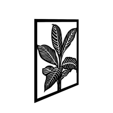 Imagem de Quadro alto relevo decorativo plantas folhas 28x22cm - Decoraset