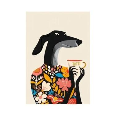 Imagem de Pôster Com Estampa De Greyhound, Pintura Em Tela Colorida De Cachorro 