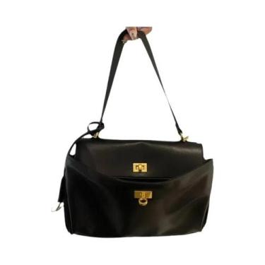 Imagem de Bolsa De Ombro De Couro De Bezerro Luxuosa Com Fivela Dourada, Bolsa D