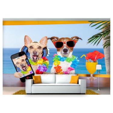 Imagem de Papel De Parede Animal Cão Férias Passagem 3D Anm173