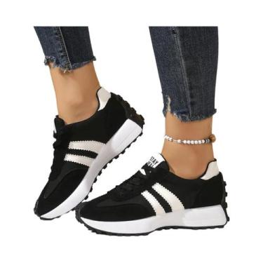 Imagem de Sapatos Casuais Femininos Elegantes Com Cadarço, Bico Redondo, Sola Gr