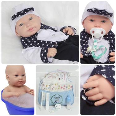 Imagem de Bebê Reborn Boneco Realista Lucca Fofinho 43cm Pode Molhar - Cegonha R