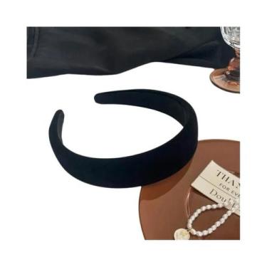 Imagem de Tiara Feminina Vintage De Veludo Acolchoada Larga Fina Cruzada Cor Lis