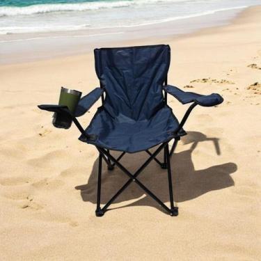 Imagem de Cadeira Dobrável Articulada para Camping, Pesca, Praia, com Porta Copo