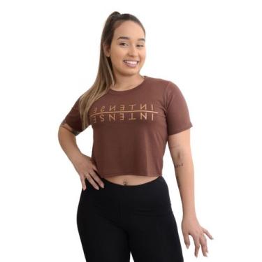 Imagem de Cropped Blusa Feminina Estampado Camiseta Fitness Academia - FR Moda &