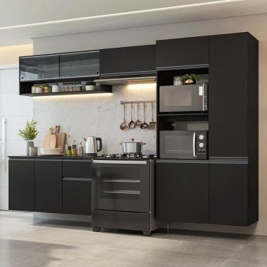 Imagem de Armário De Cozinha Completa 300 Cm Suspenso Preto Nice Madesa 07 Preto