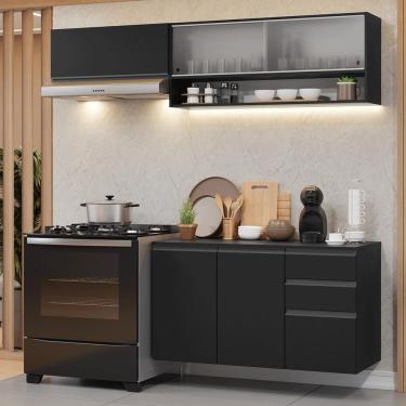 Imagem de Armário De Cozinha Compacta 200 Cm Suspenso Preto Nice Madesa 11 Preto