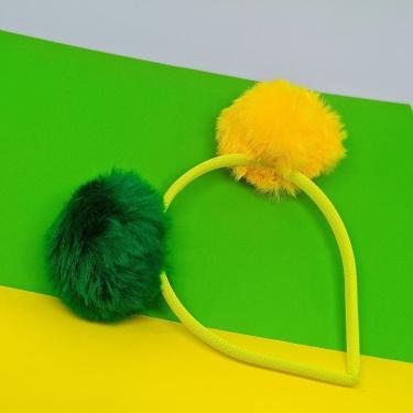 Imagem de Tiara de cabelo Feminino Infantil e Adulto Pompom pelúcia Brasil copa do mundo Verde e amarelo Arco Meninas 2026