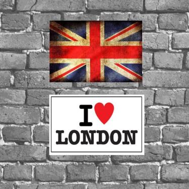 Imagem de Kit 2 Placas Decorativas I Love London 18x27cm