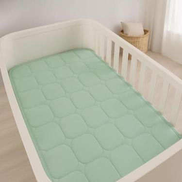 Imagem de Edredom de Berço Malha 100% Algodão Matelado com Viés Verde Bebê - MAL