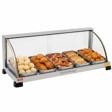 Imagem de Estufa Para Salgado 5 Bandejas Vitrine Expositor Ouro Curva Marchesoni