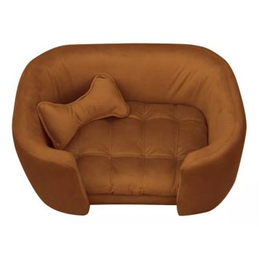 Imagem de Cama Pet Poltrona Baby Hanna Veludo Fibra Siliconada Cobre Divino Decor