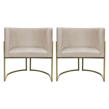 Imagem de Kit 2 Poltronas Decorativa Luna Suede Bege Clique & Decore