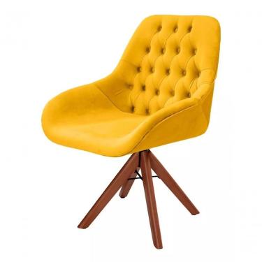 Imagem de Poltrona Decorativa Alice Suede Capitone Pé Palito Amarelo Unidecor