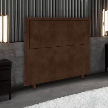 Imagem de Cabeceira para Cama Box Evelyn King Size Fixação na Parede em Madeira Maciça com Revestimento em Suede Chocolate