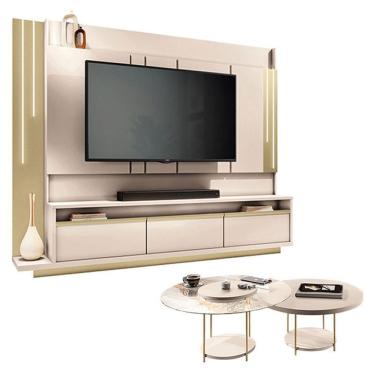 Imagem de Home Theater Montane Off White Champanhe Com Kit Mesa De Centro Sky Off White - Hb Móveis