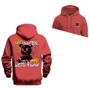 Imagem de Moletom Canguru Blusa De Frio Confortável Estampado Ouside Lest Play Frente e Costas-Unissex