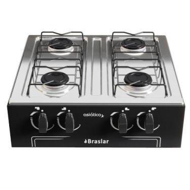 Imagem de Fogão a Gás Braslar Asiático 4 Bocas Portátil Sem Forno Acendimento Ma
