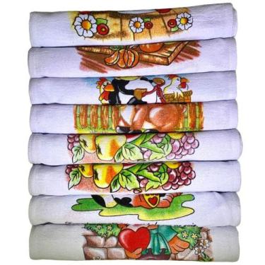 Imagem de Pano de prato kit 10 unidades  pé de galinha estampado