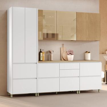 Imagem de Cozinha Rainha 5 Peças 8 Portas 100% Mdf Marrom Branco