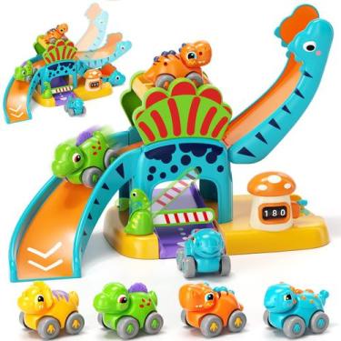 Imagem de Brinquedo Lehoo Castle: pista deslizante de dinossauro com 4 carrinhos