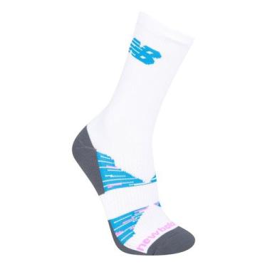 Imagem de Meia New Balance Performance Run Feminina, Branco, Azul, 34/38