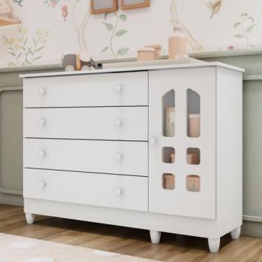 Imagem de Cômoda Infantil 4 Gavetas com Porta Fraldário Gran Selena 100% MDF - C