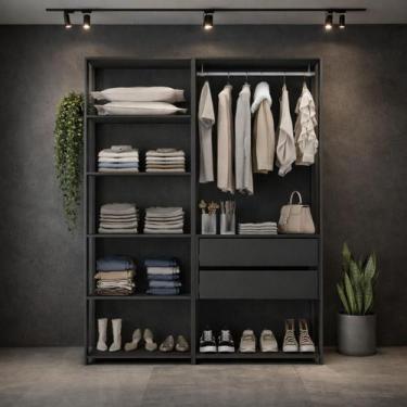 Imagem de Guarda-Roupa Closet Modulado Texas 2 Gavetas 135cm Multimóveis MP4786,
