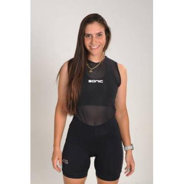 Imagem de Bermuda Ciclista Feminina Curta Sonic Sports Com Bolso Cós Alto Confor