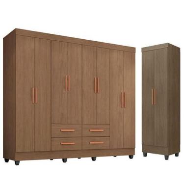 Imagem de Guarda Roupa Casal Porto 8 Portas e Armário Multiuso Lite Carvalho Oak