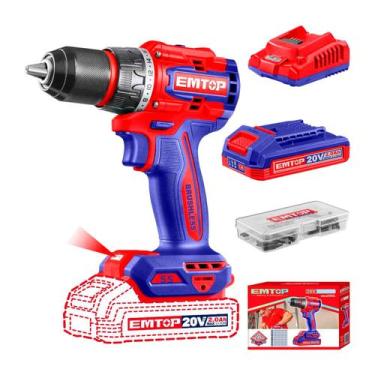 Imagem de Parafusadeira e Furadeira Sem Fio Brushless 55nm 20v 1x 2ah - EMTOP
