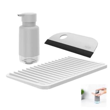 Imagem de Kit Dispenser Porta Detergente Escorredor Copos Utensílio Rodo Compact