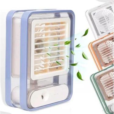 Imagem de Mini Ventilador Recarregável 2 em 1 com Umidificador de Ar Iluminação 