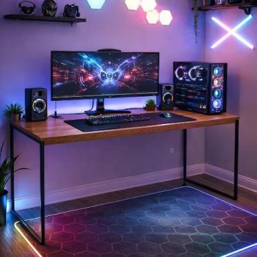 Imagem de Mesa Gamer Industrial Para Computador Diretor Setup Completo 120x60cm 