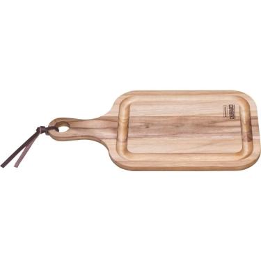 Imagem de Tábua para Churrasco Tramontina Teca 46x23cm em Madeira Teca Retangular com Cabo Sulco 10mm Marrom