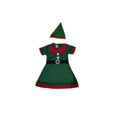 Imagem de Vestido Mamãe Noel Roupinha Natal Duende Menina Festa De Ano - Belos e