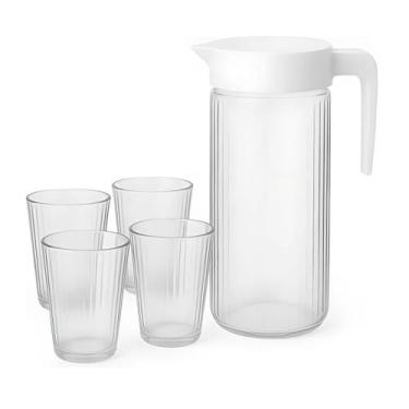 Imagem de Conjunto Jarra De 1L e 4 Copos Grafiato De 220ML Dellahome