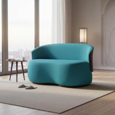 Imagem de Namoradeira Decorativa Beatriz Orgânica Composê Couro Marrom Suede Azu