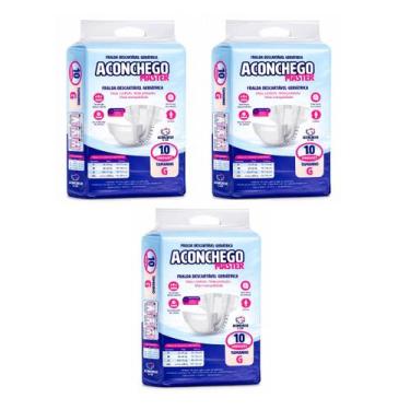 Imagem de KIT 03 pacotes de Fraldas Geriátricas Aconchego G  30 Unid