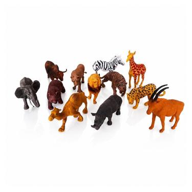 Imagem de Kit de Animais de Brinquedo Animal World Infantil Educativo 12 Peças PVC Resistente Cores Variadas Draik