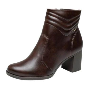 Imagem de Bota Feminina Cano Baixo Salto Bloco Estilo Urbano Dakota, Cafe, 36