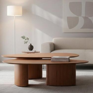 Imagem de Kit Mesa de Centro Laminada Design Orgânico Ecos - Carmo Móveis