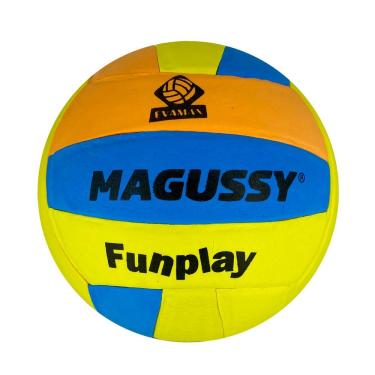 Imagem de Bola de Vôlei Magussy Funplay 18 Gomos Tecnologia Matrizada Azul e Amarelo Único