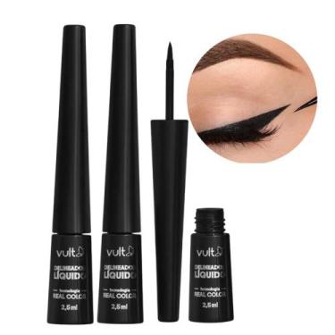 Imagem de Kit 3 Delineador Líquido para os Olhos Preto Vult À Prova DÁgua 2,5g
