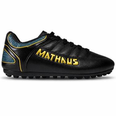 Imagem de Chuteira Society Couro Original Mathaus New Galatic, Preto, 43, Unisse