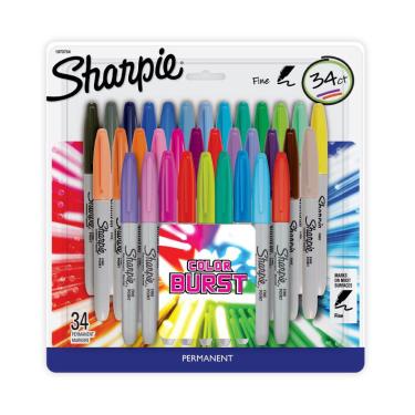 Imagem de Marcador permanente Sharpie fino c/ 34 coleção Color Burst