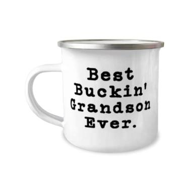 Imagem de Inspire Grandson Gifts, Best Buckin' Grandson Ever, Epic 355 ml Caneca para acampamento para neto do vovô