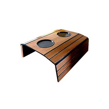 Imagem de Bandeja Esteira para Braço de Sofá MDF Mel com Porta Copos